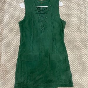 Free People - Take Me Home Green Goat Leather Suede Dress